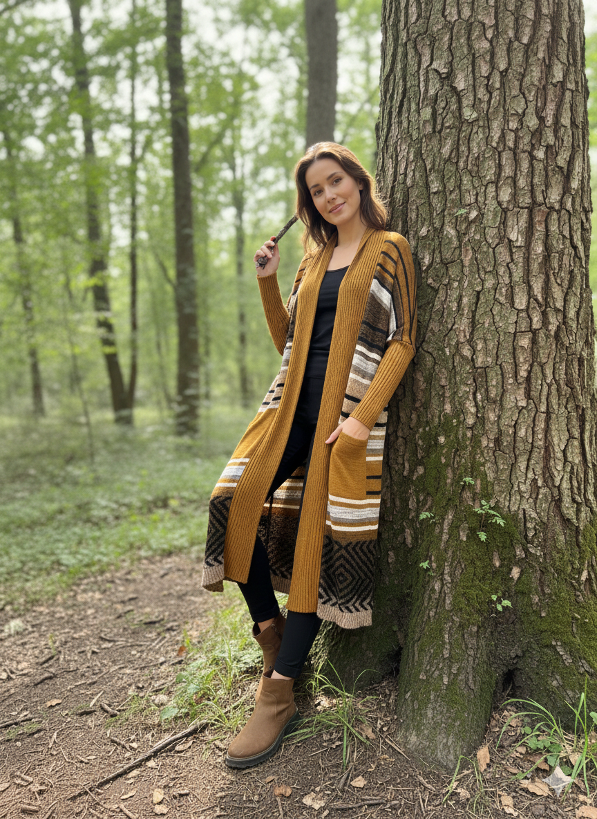 Etnik Desen Yünlü Hırka