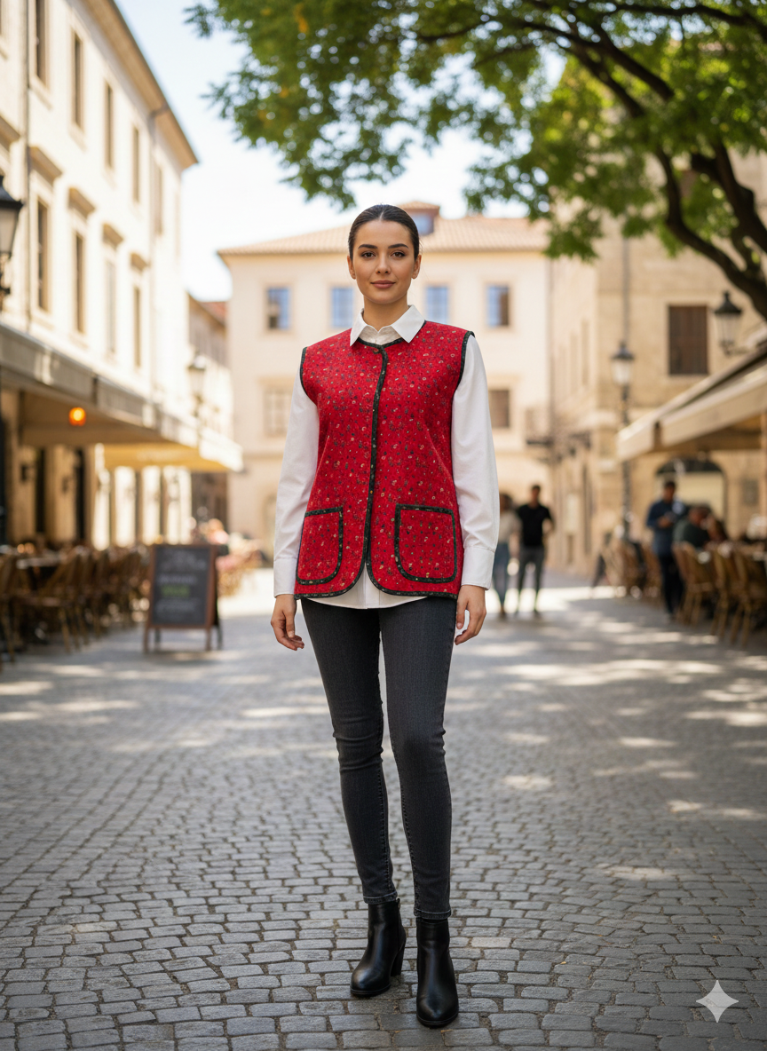 Çift Taraflı %100 Pamuk Pazen Yelek