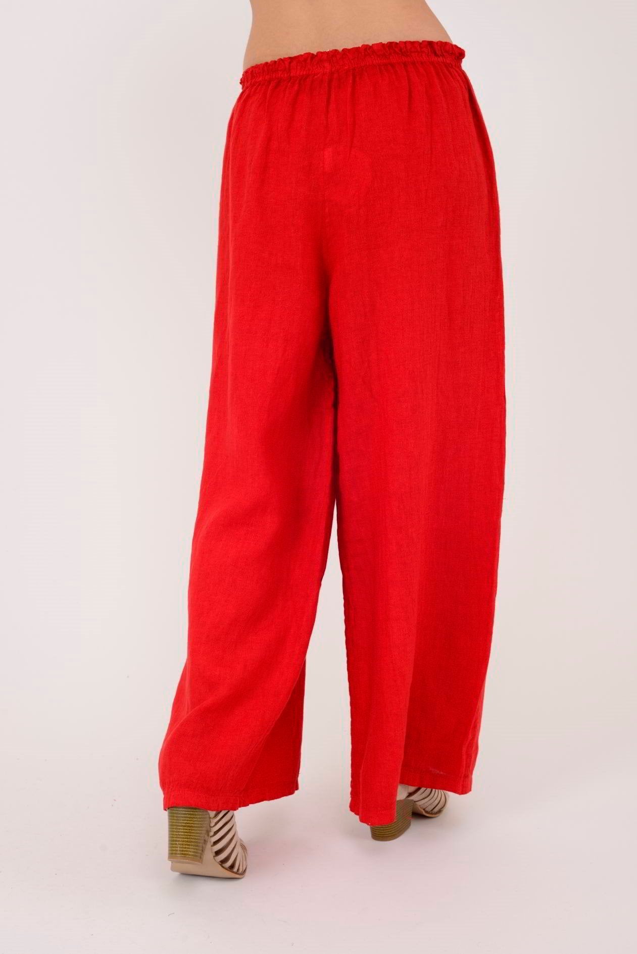 Beli Lastikli İthal Keten Pantolon