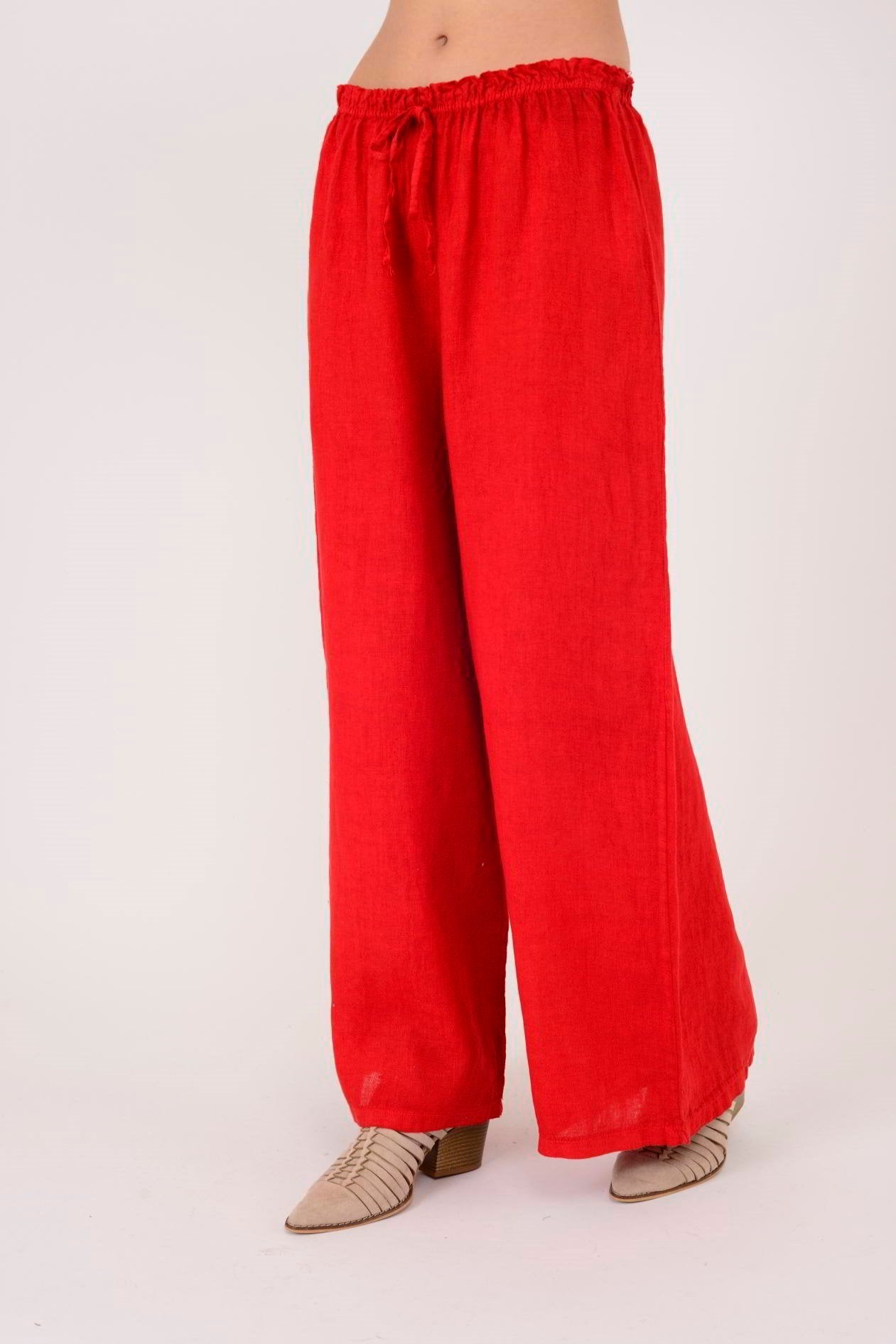 İthal Keten Beli Lastikli Pantolon - Park Collection