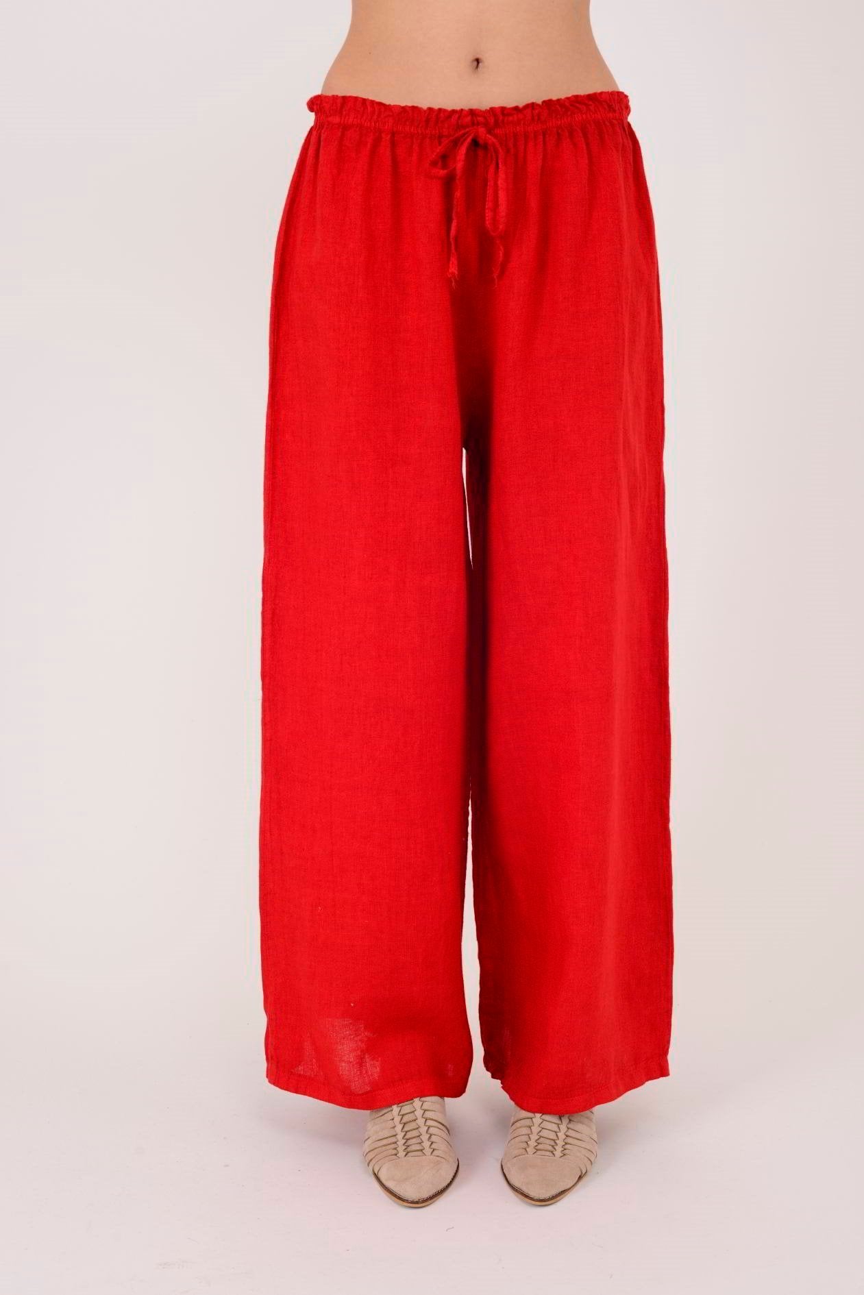Beli Lastikli İthal Keten Pantolon