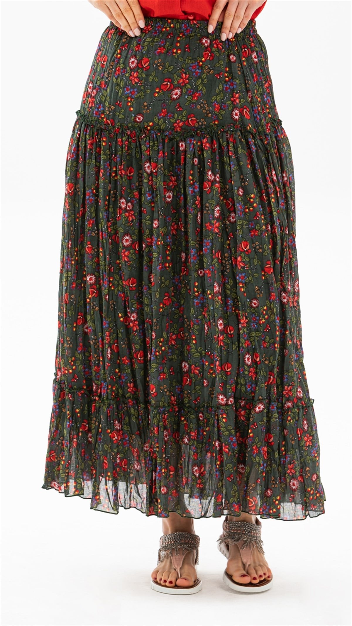 Şile Bezi Astarlı Tomurcuk Desen Etek