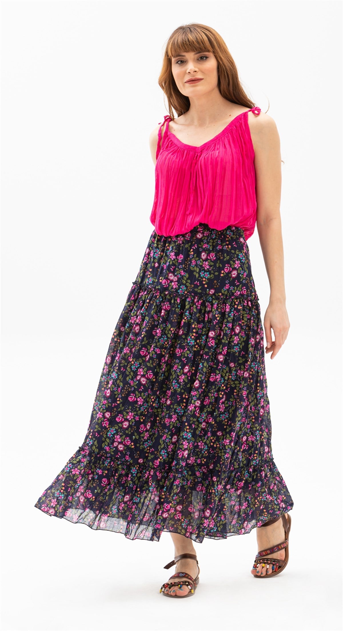 Şile Bezi Astarlı Tomurcuk Desen Etek