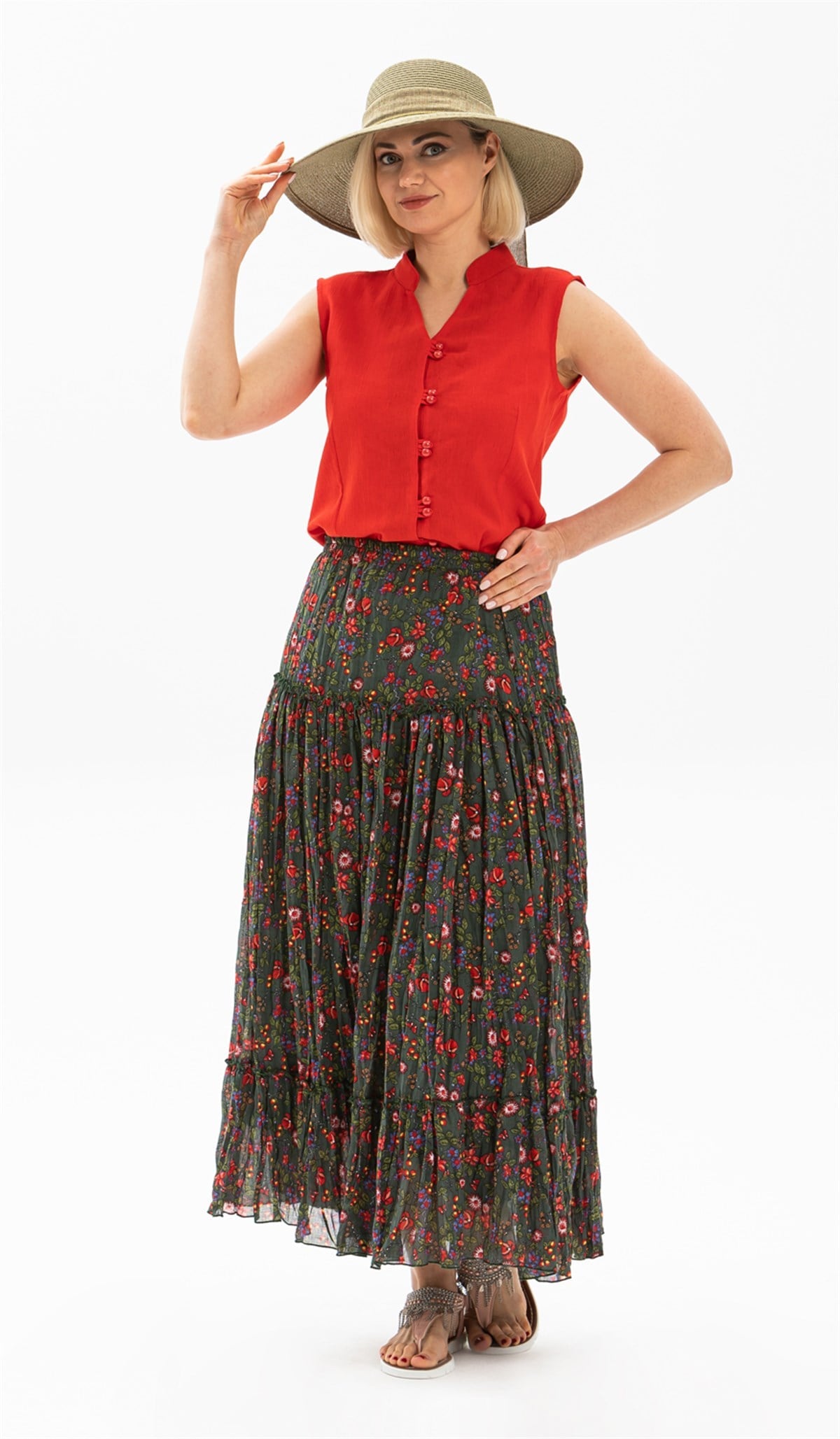 Şile Bezi Astarlı Tomurcuk Desen Etek