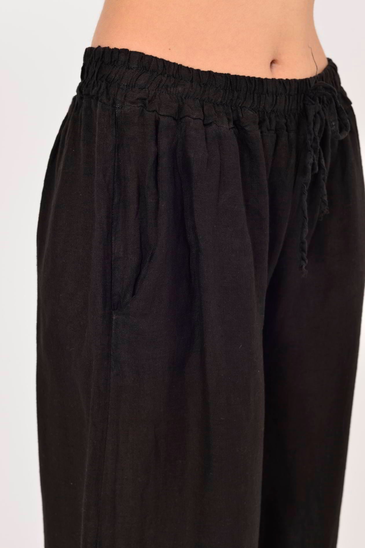 Beli Lastikli İthal Keten Pantolon