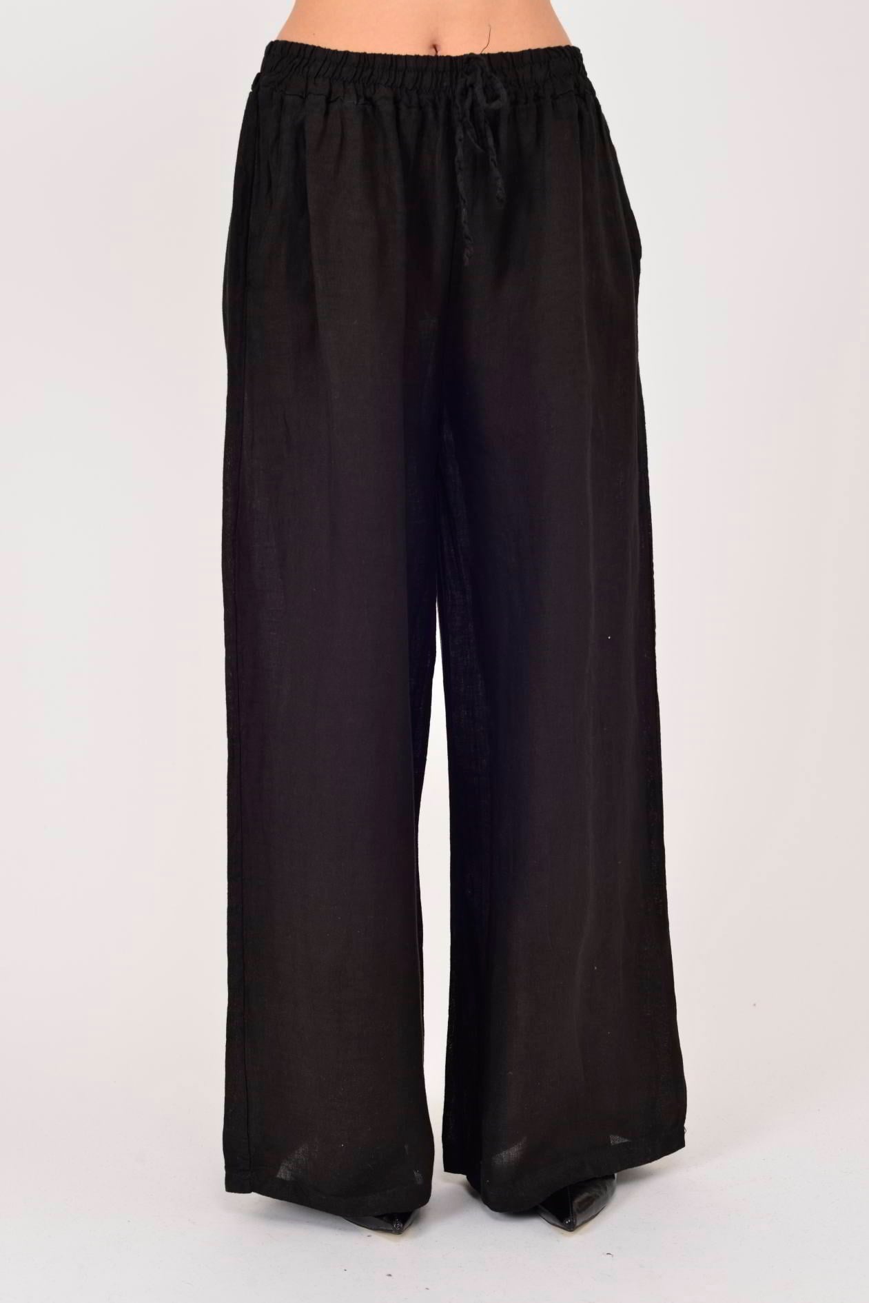 Beli Lastikli İthal Keten Pantolon