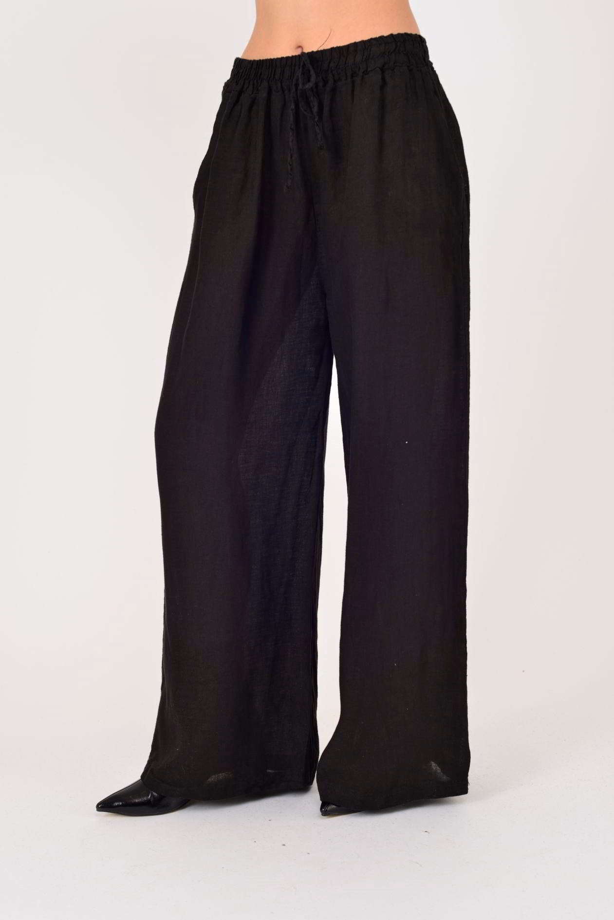 Beli Lastikli İthal Keten Pantolon