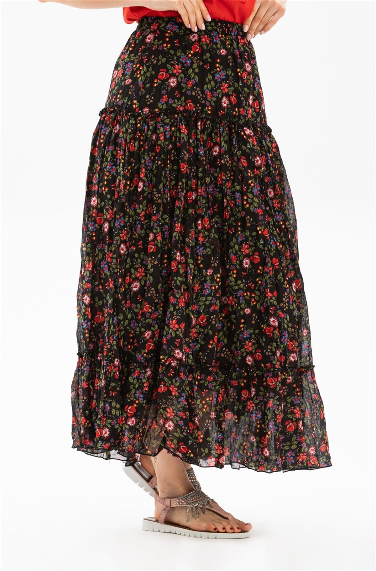 Şile Bezi Astarlı Tomurcuk Desen Etek