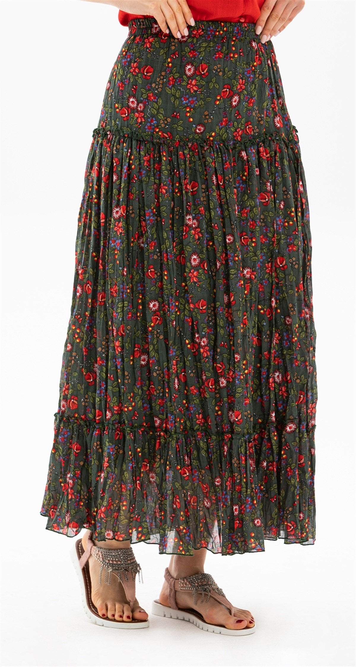 Şile Bezi Astarlı Tomurcuk Desen Etek