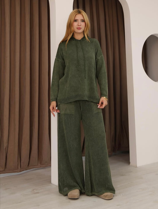 File detaylı pamuk alt üst takım ön görünüm