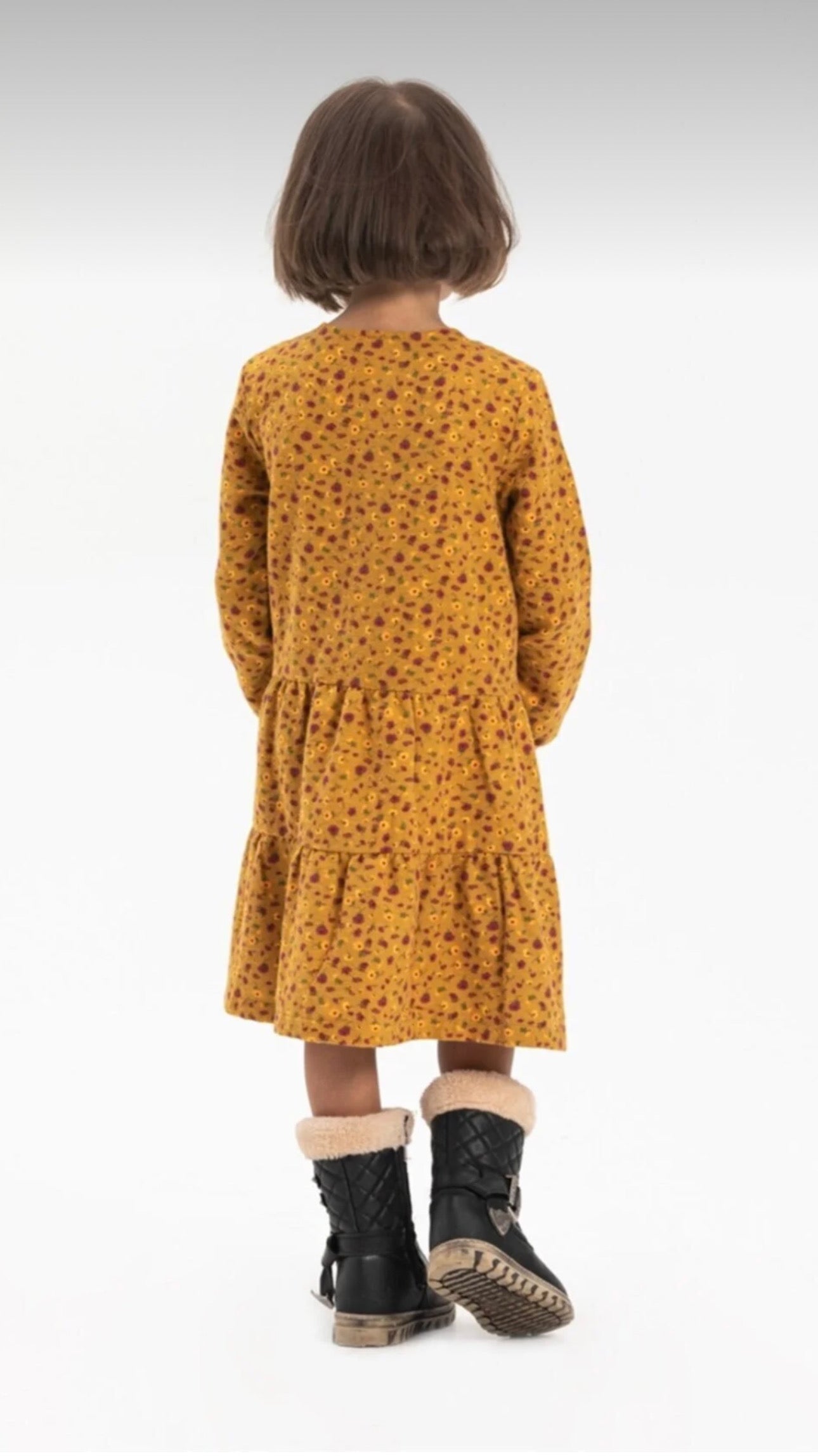 Çocuk Hardal Rengi Pazen Elbise