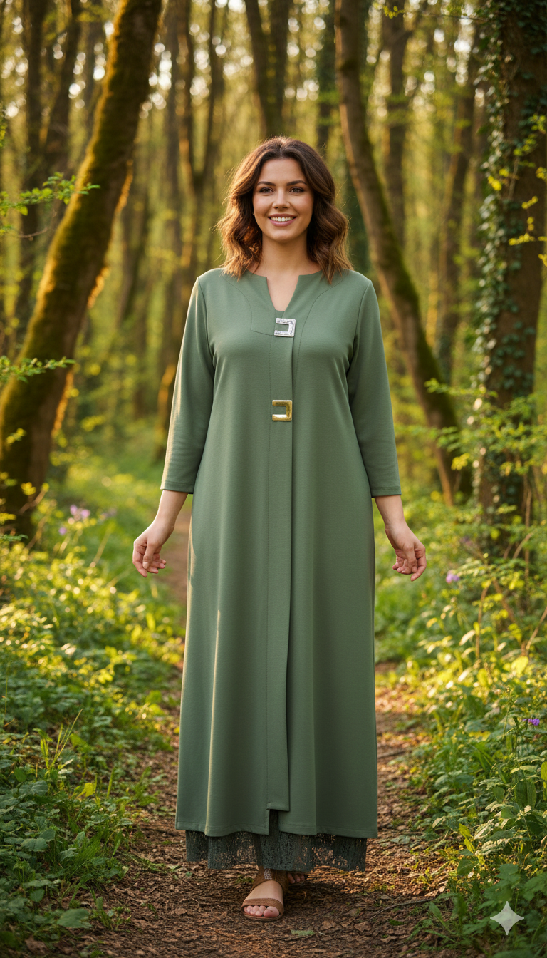 Viskon Sade Şık Elbise - Park Collection