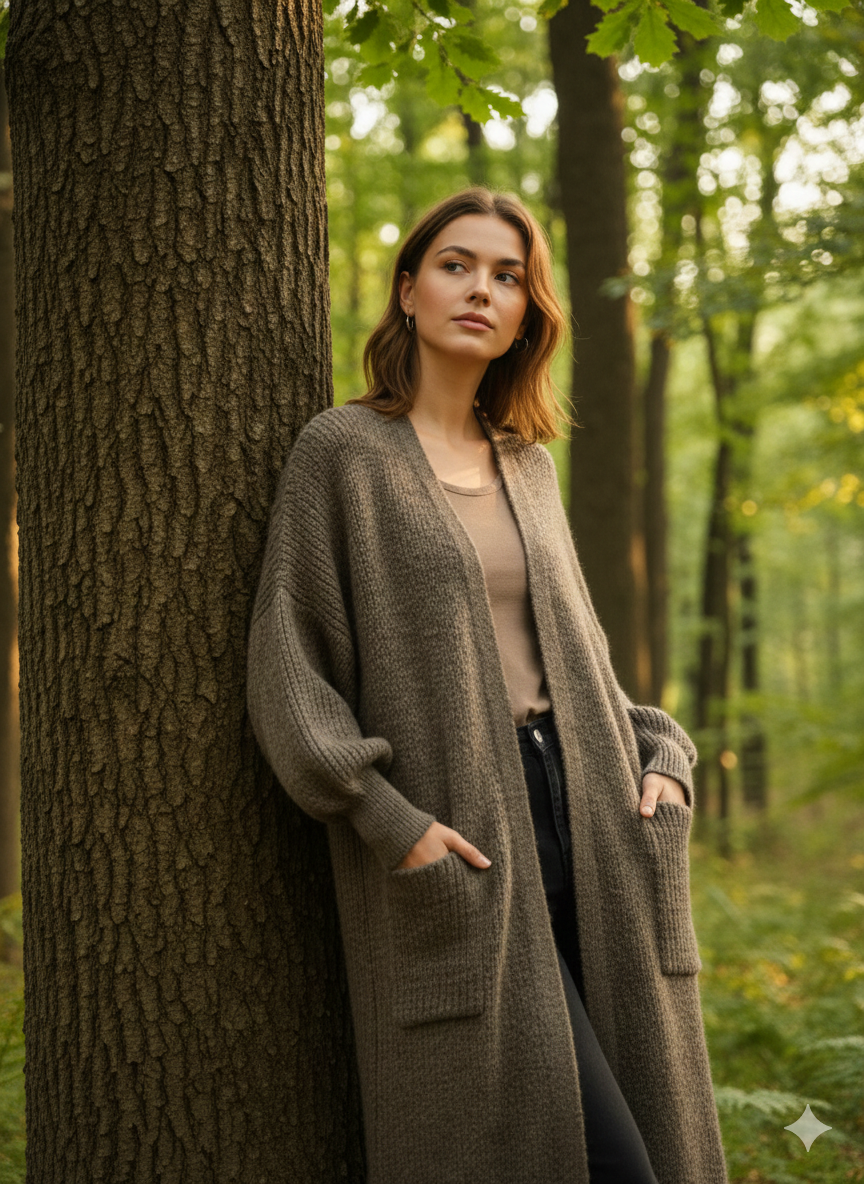 Yün Karışımı Dökümlü Hırka