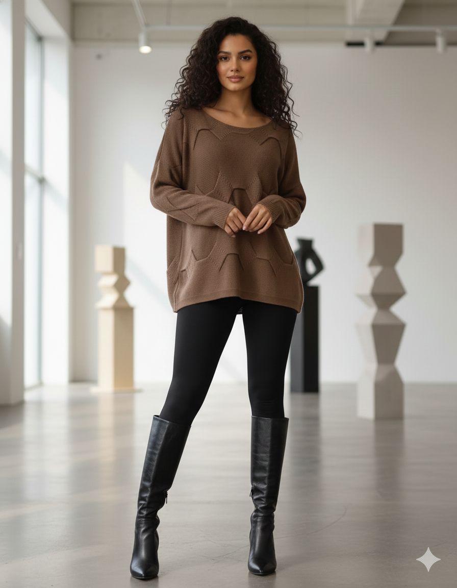 %100 Pamuk Rahat Kalıp Tasarım Kazak