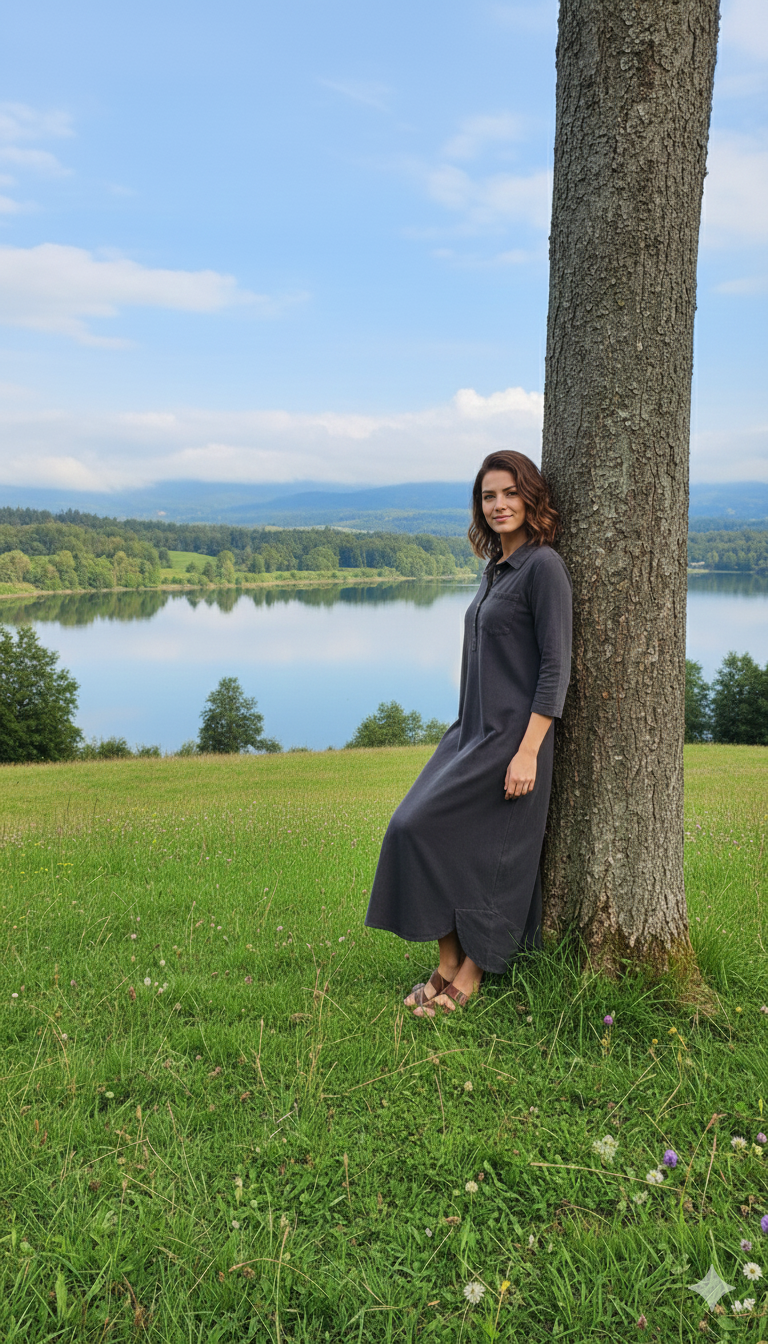 Düğmeli Kadife Elbise