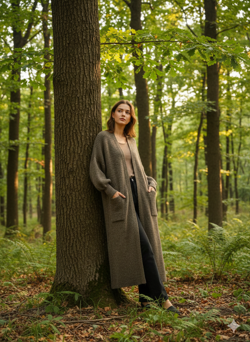 Yün Karışımı Dökümlü Hırka