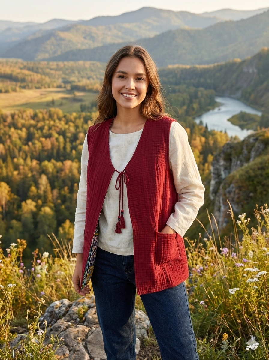 Çift Taraflı Otantik Pazen Yelek