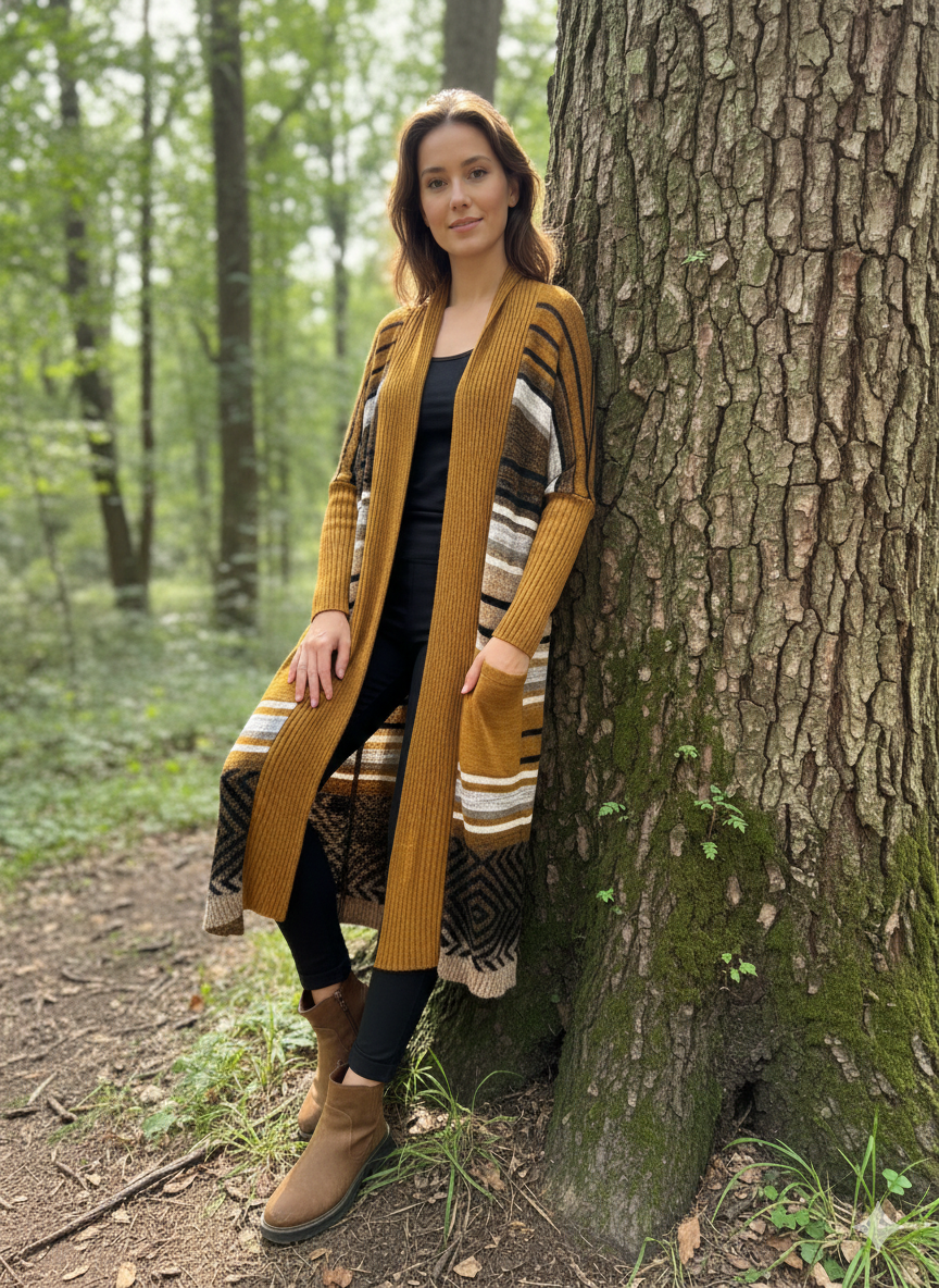 Etnik Desen Yünlü Hırka