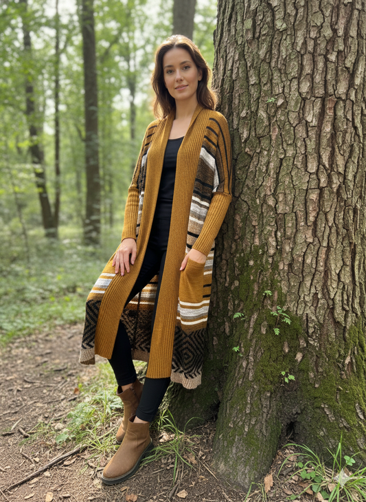 Etnik Desen Yünlü Hırka