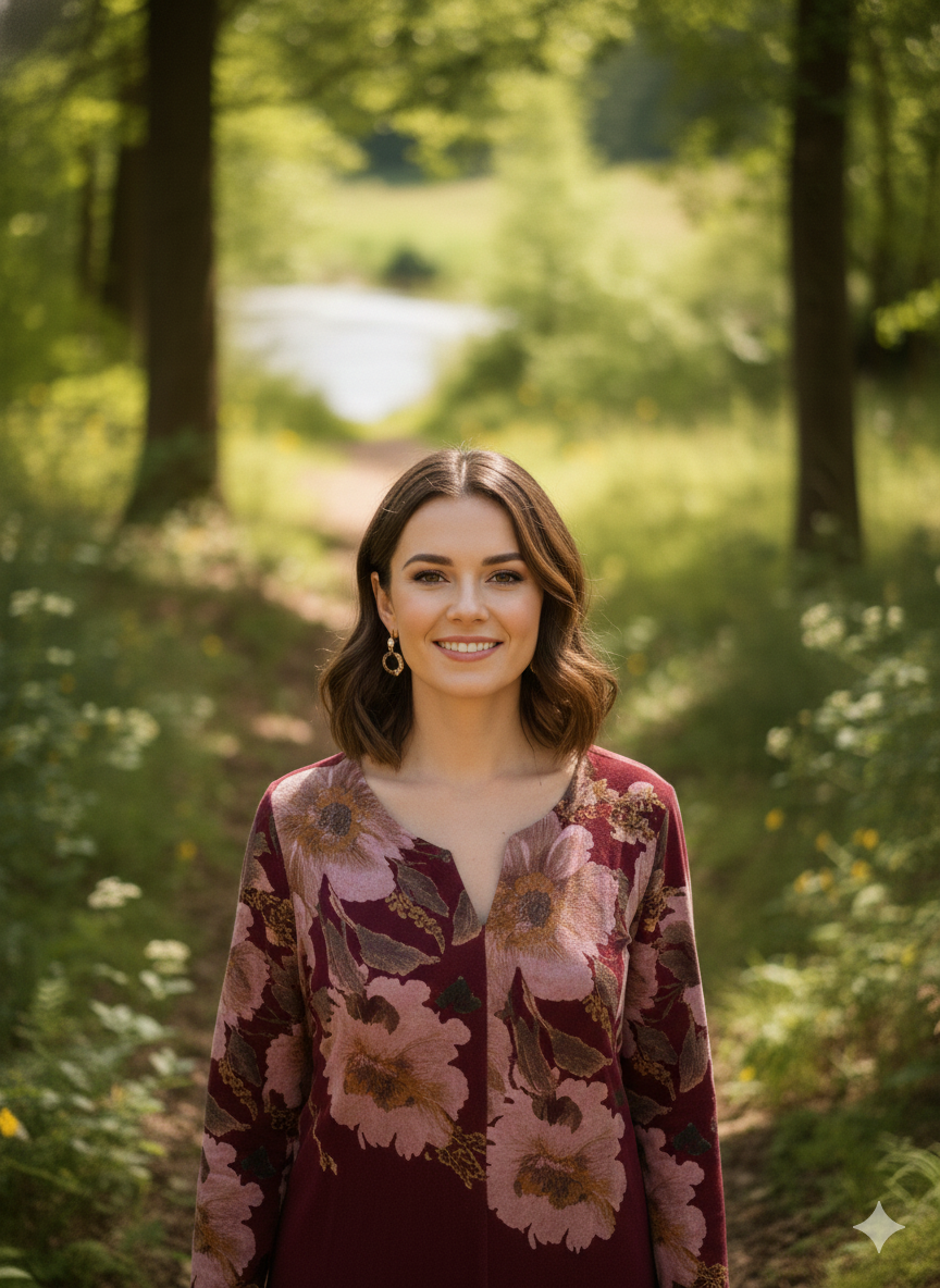 Çiçek Desenli Cep Detaylı Kadife Elbise