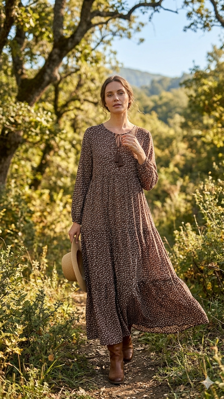 Çiçek Desenli %100 Pamuk Viskon Elbise