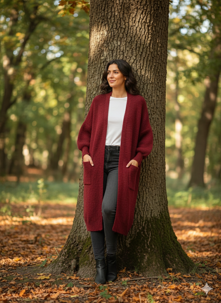 Yün Karışımı Dökümlü Hırka