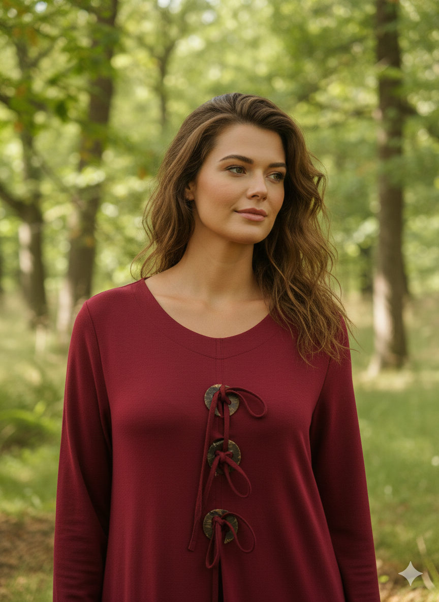 Düğme Detaylı Viskon Elbise