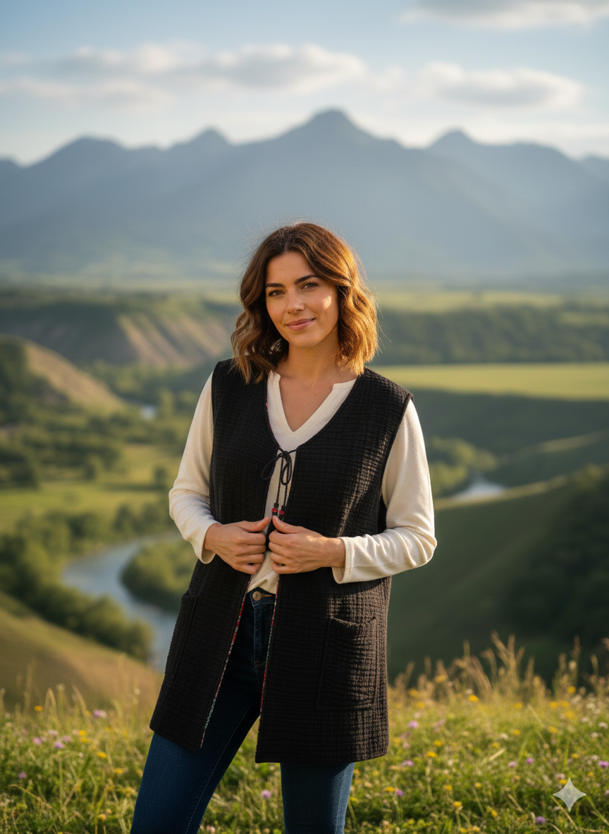 Çift Taraflı Otantik Pazen Yelek