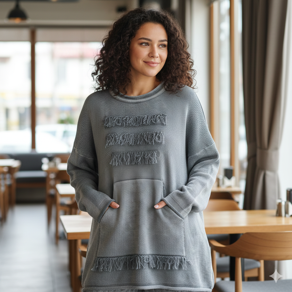 Design 100% Cotton Woven Top Sweater