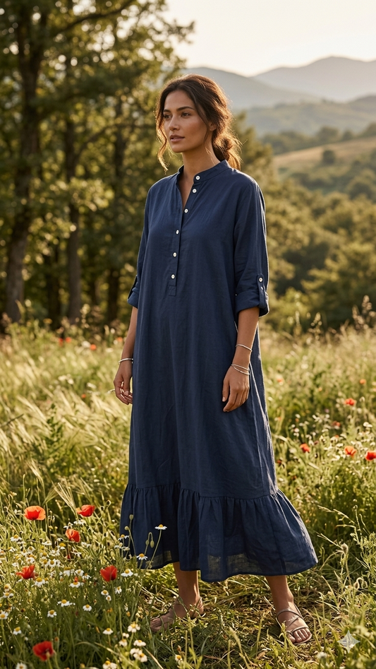 %100 Pamuk Tülbent Kumaş Astarlı Hakim Yaka Elbise