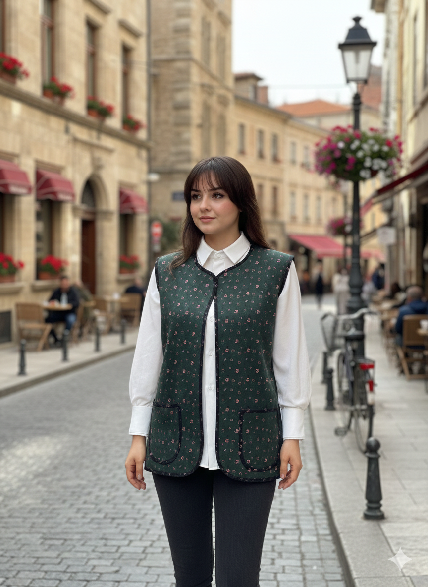 Çift Taraflı %100 Pamuk Pazen Yelek