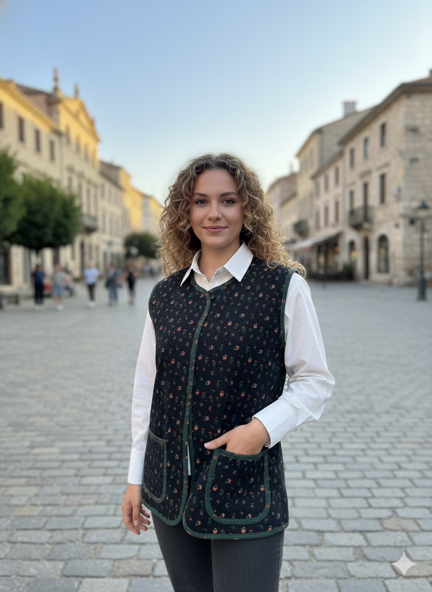 Çift Taraflı %100 Pamuk Pazen Yelek