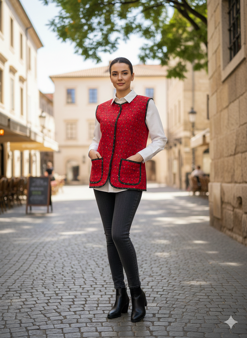 Çift Taraflı %100 Pamuk Pazen Yelek