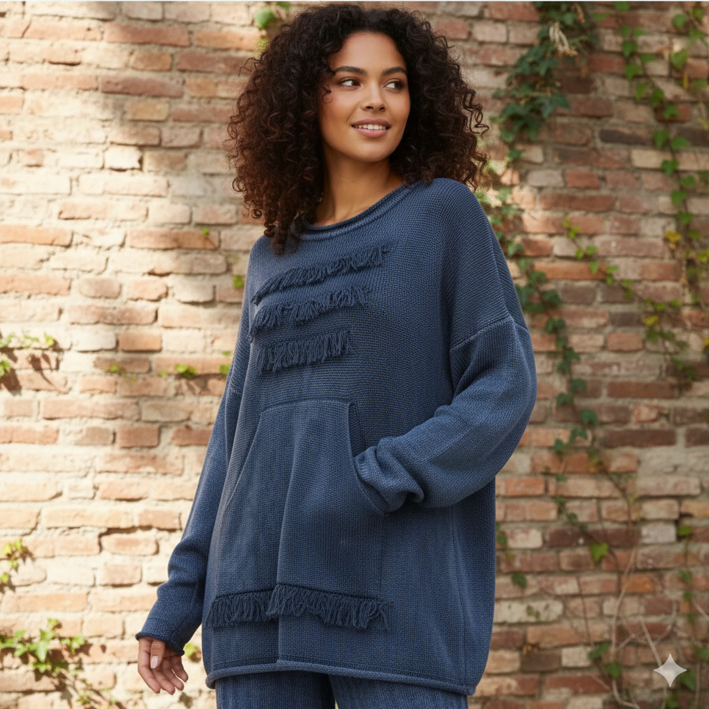 Design 100% Cotton Woven Top Sweater