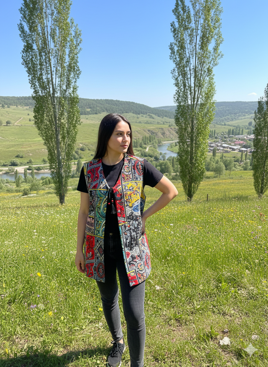 Çift Taraflı Otantik Pazen Yelek