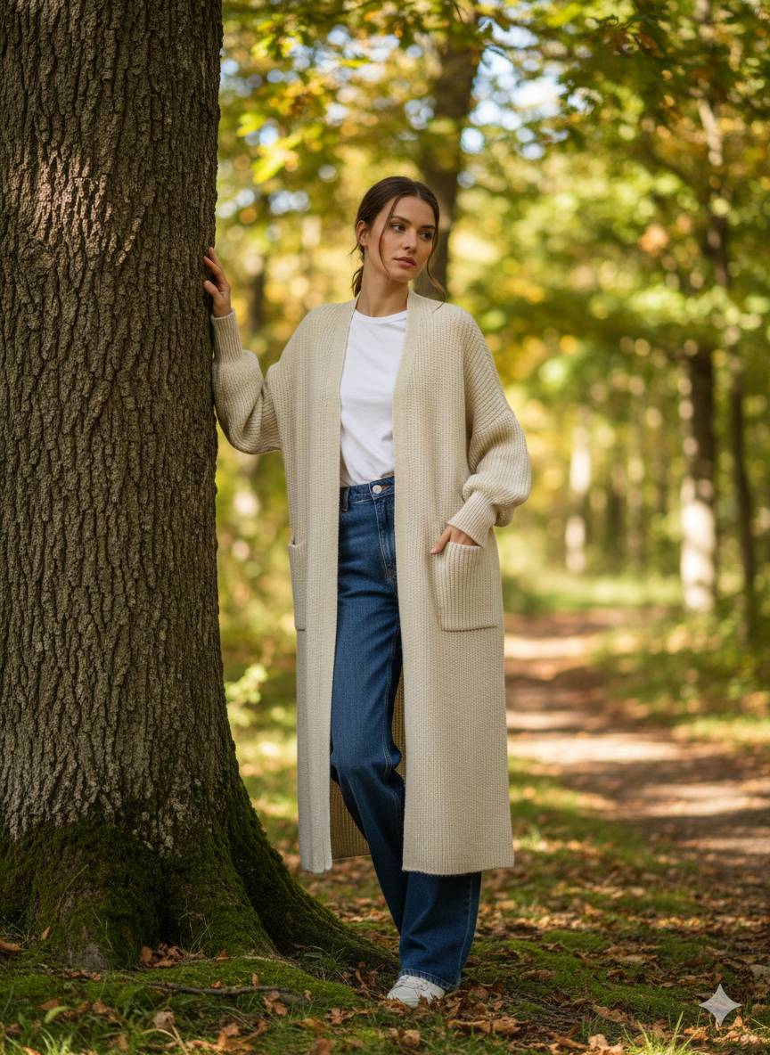 Yün Karışımı Dökümlü Hırka