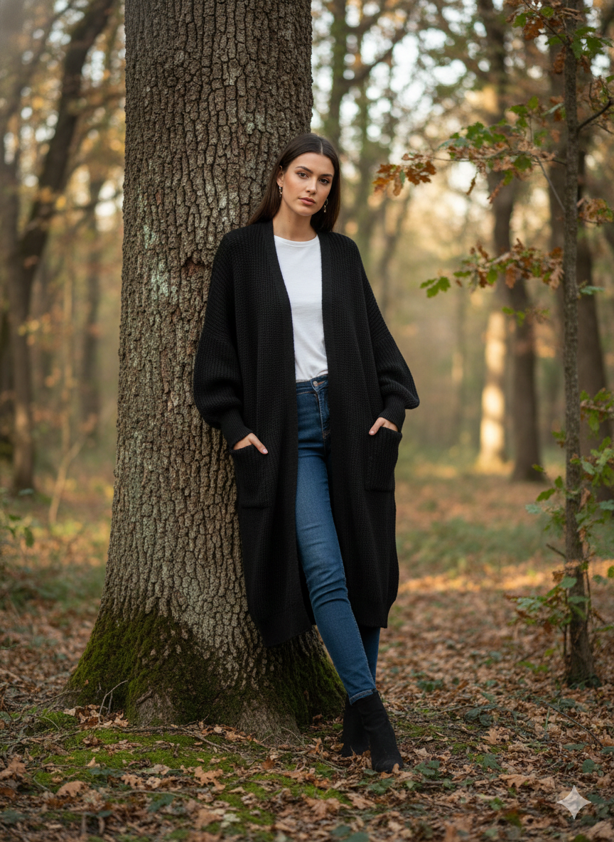 Yün Karışımı Dökümlü Hırka