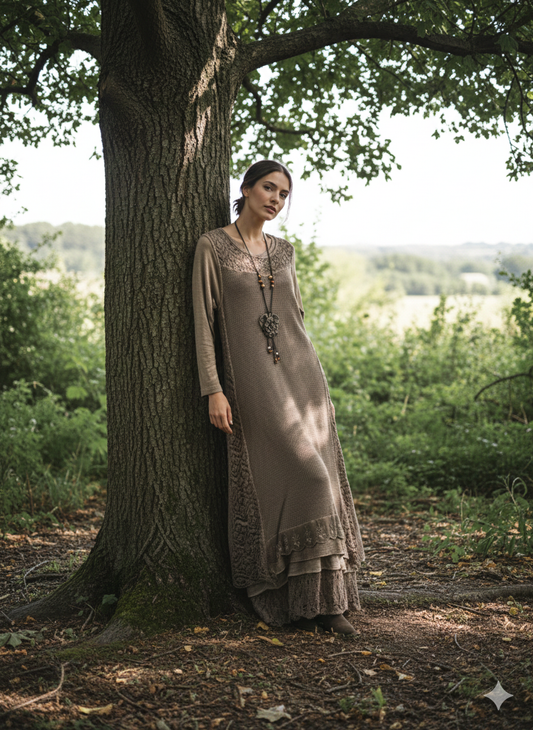 File Detaylı %100 Pamuk Elbise