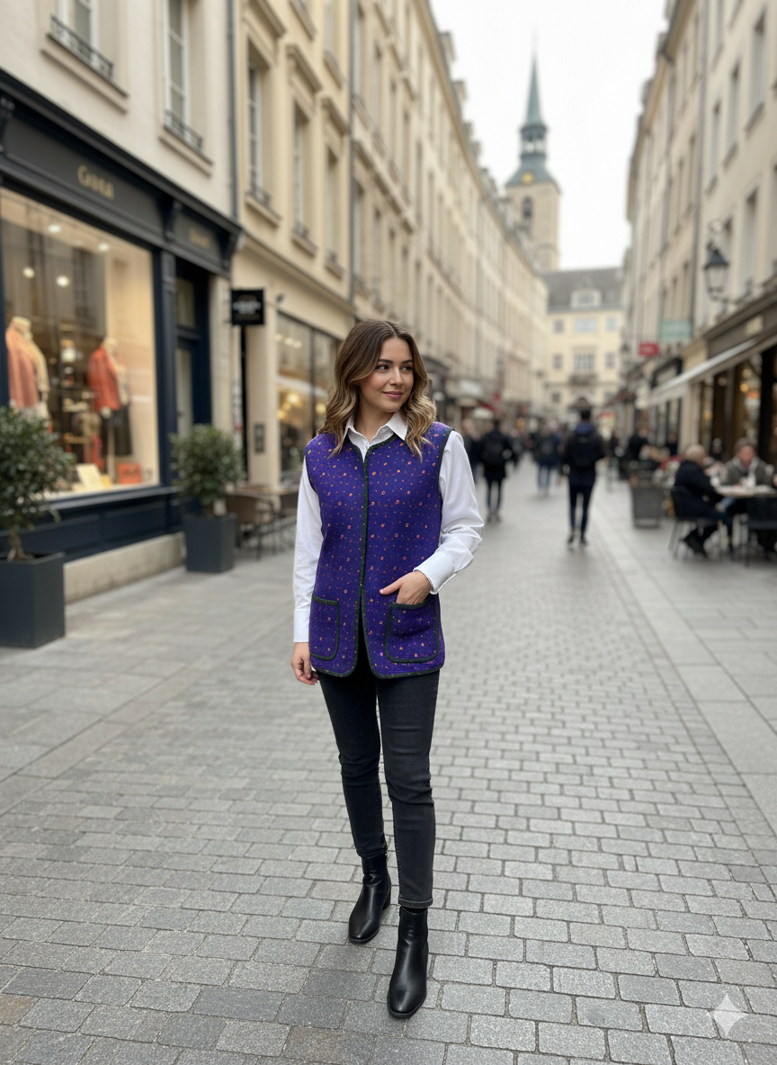 Çift Taraflı %100 Pamuk Pazen Yelek