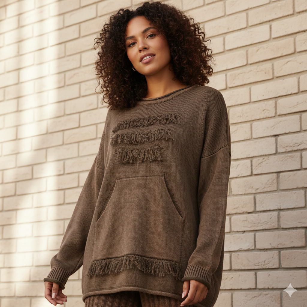 Design 100% Cotton Woven Top Sweater