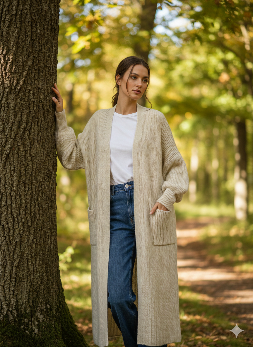 Yün Karışımı Dökümlü Hırka