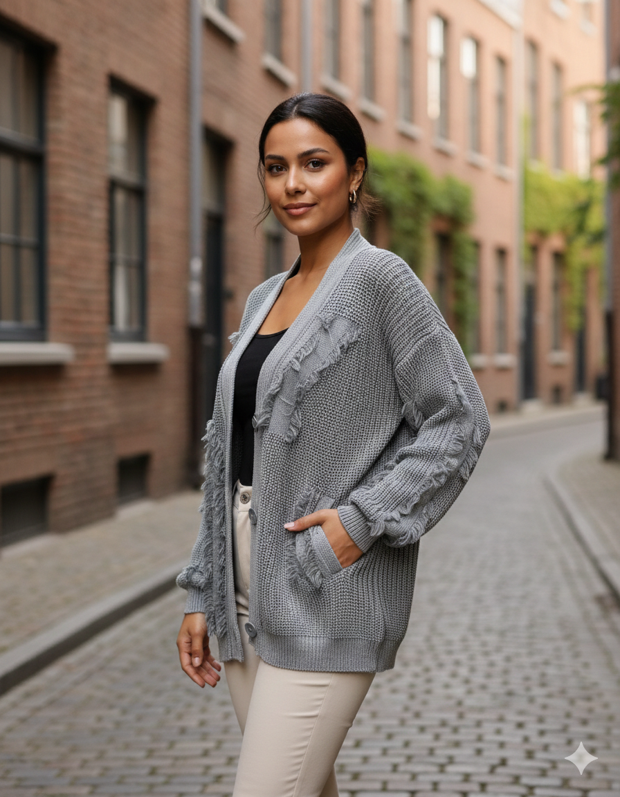 100% Cotton Cardigan with Patch Detail and Buttons