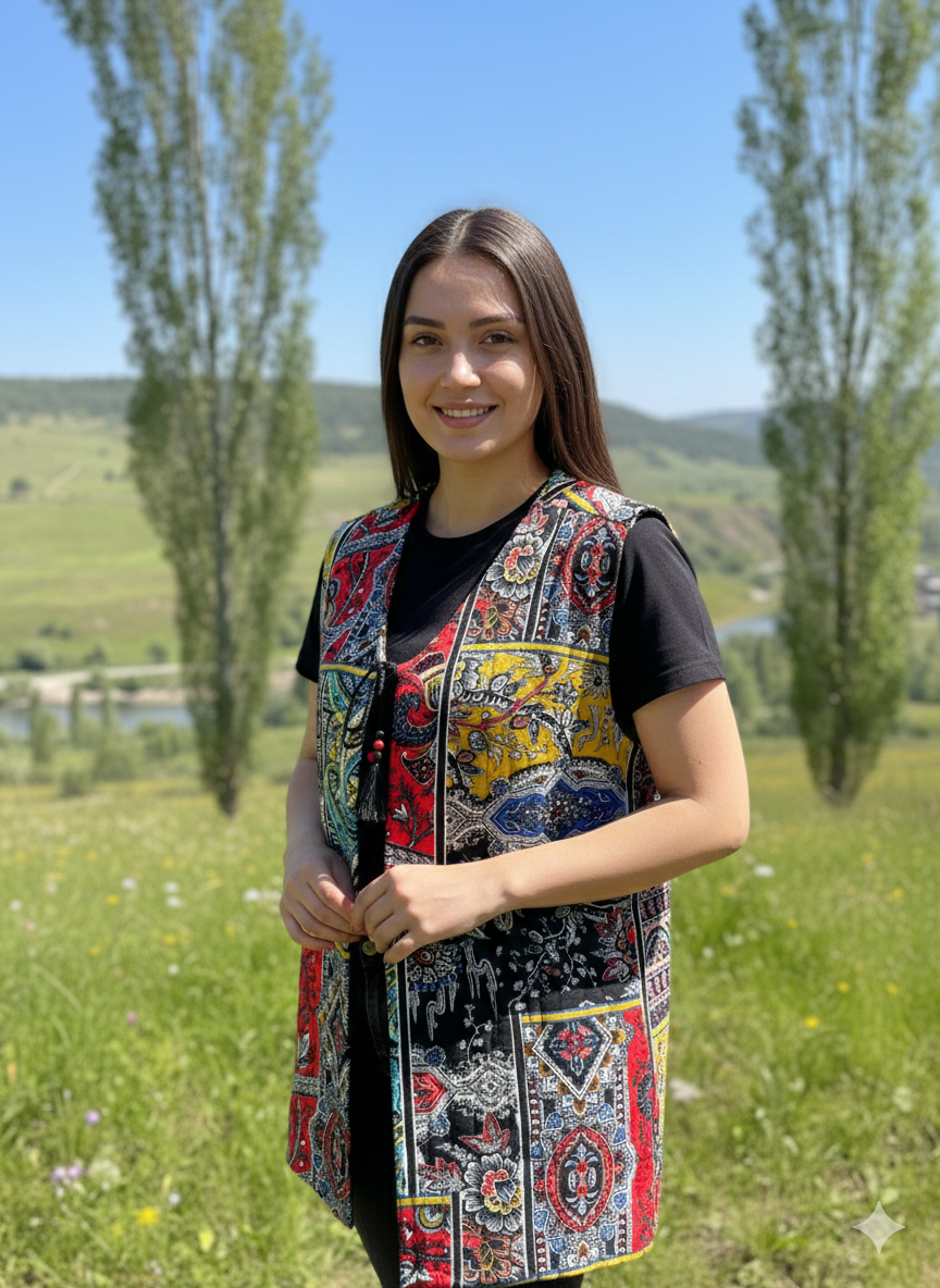 Çift Taraflı Otantik Pazen Yelek