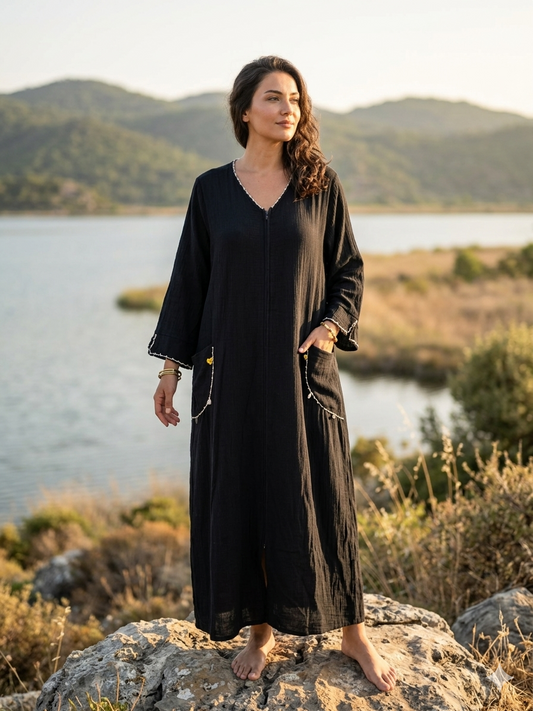 %100 Pamuk Müslin Ferace-Dış Giyim