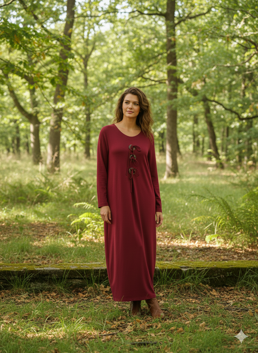 Düğme Detaylı Viskon Elbise