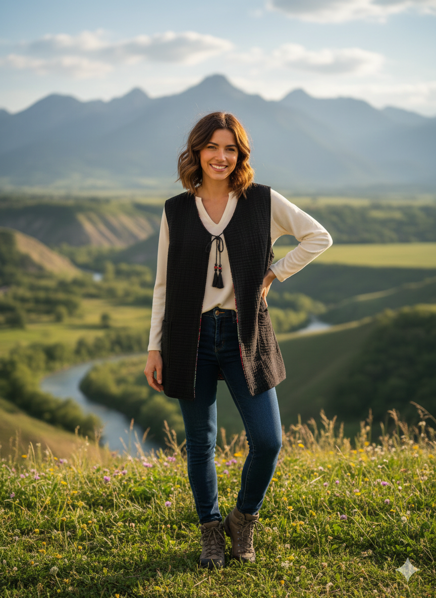 Çift Taraflı Otantik Pazen Yelek