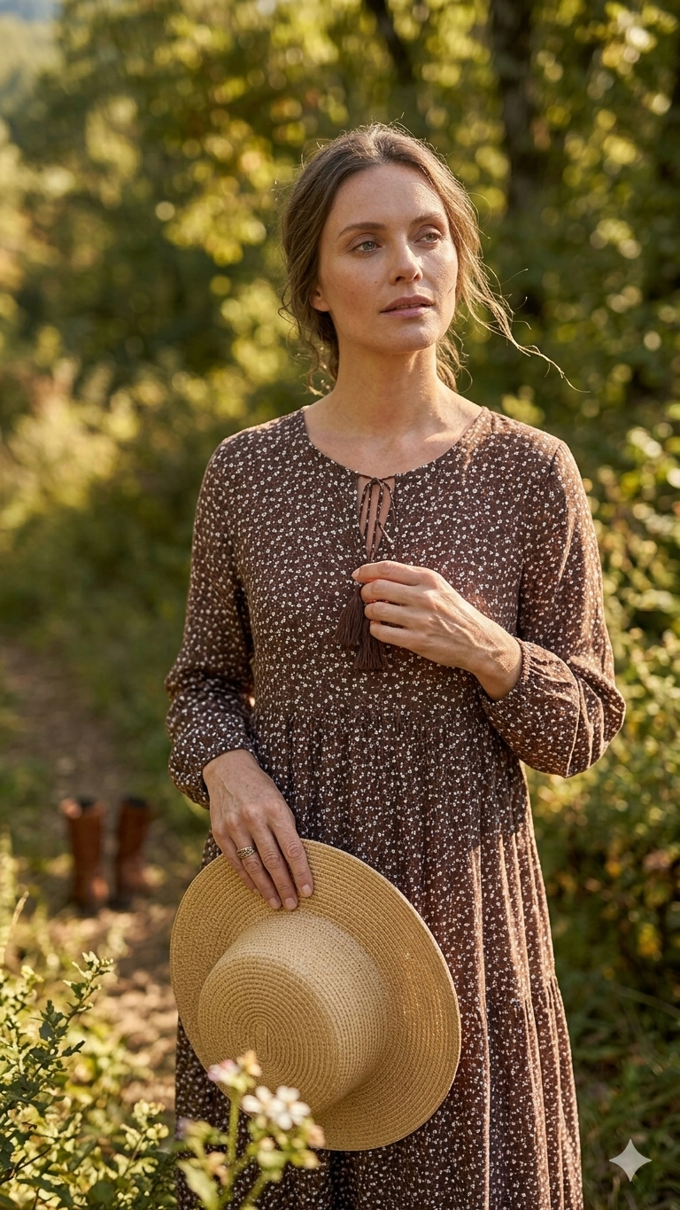 Çiçek Desenli %100 Pamuk Viskon Elbise