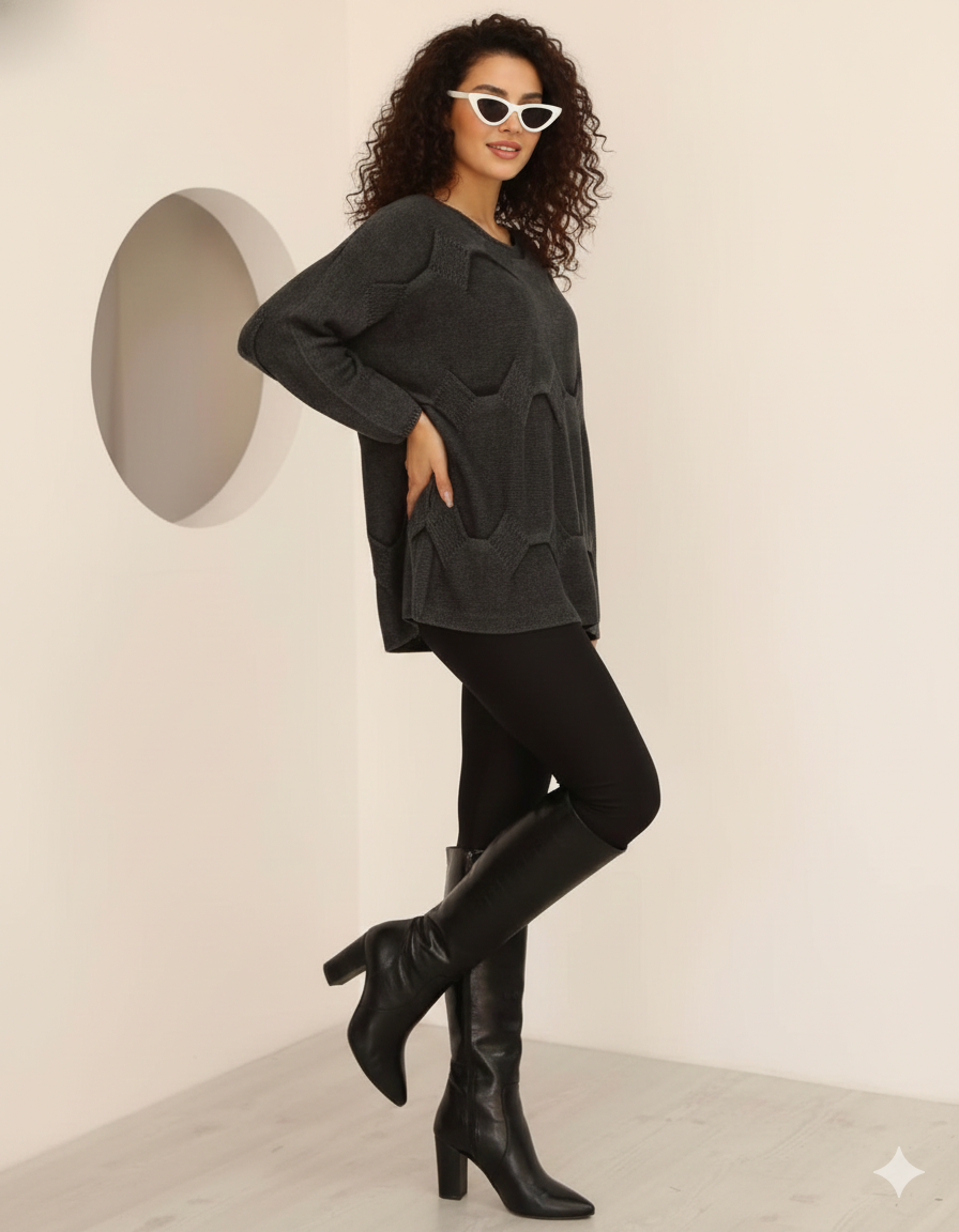 %100 Pamuk Rahat Kalıp Tasarım Kazak