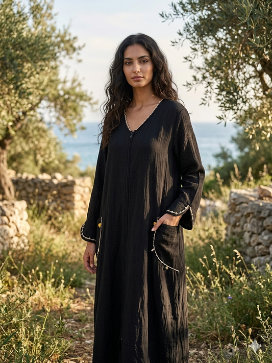 %100 Pamuk Müslin Ferace-Dış Giyim