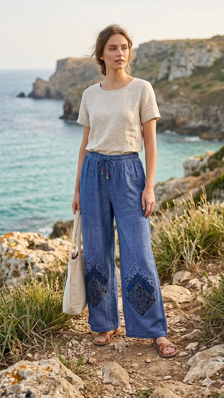Tülbent Kumaş Yazlık Pantolon - Park Collection